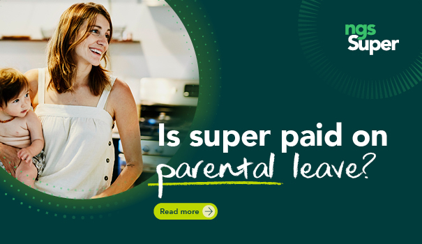 advertisement image of a woman holding a toddle - ngs super regarding superannuation on parental
